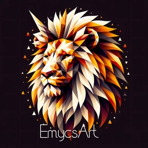 Geometric Lion - Abstract Digital Art Poster