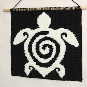 Spiral Sea Turtle Tapestry Crochet Pattern, Wall Hanging Chart, Ocean Animal Graph, Digital PDF