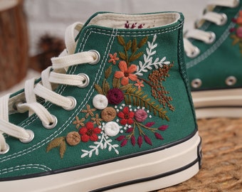 Personalized shoes, Embroidery,Embroidery shoe, Handmade, Chuck Taylor 1970s,Customized,Personalized,Flower shoes, gifts for her