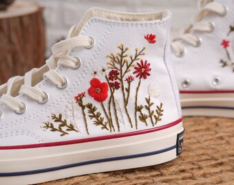 Personalized shoes, Embroidery,Embroidery shoe, Handmade, Chuck Taylor 1970s,Customized,Personalized,Flower shoes, gifts for her