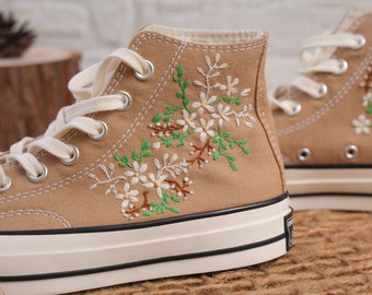 Personalized shoes, Embroidery,Embroidery shoe, Handmade, Chuck Taylor 1970s,Customized,Personalized,Flower shoes, gifts for her