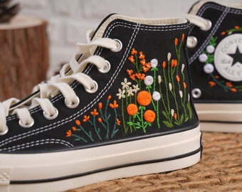 Personalized shoes, Embroidery,Embroidery shoe, Handmade, Chuck Taylor 1970s,Customized,Personalized,Flower shoes, gifts for her