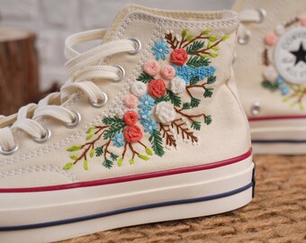 Personalized shoes, Embroidery,Embroidery shoe, Handmade, Chuck Taylor 1970s,Customized,Personalized,Flower shoes, gifts for her