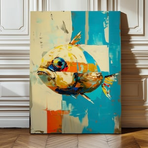 Modern Abstract Fish Painting - Nautical Ocean Wall Art - Coastal Decor for Living Room - Contemporary Marine Art Print - Sea Life Artwork