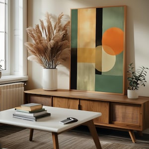 Abstract Vintage Wall Art Print Modern Bauhaus Mid-century Style, Minimalist Home Decor Gift for Living Room or Office, Canvas or Poster
