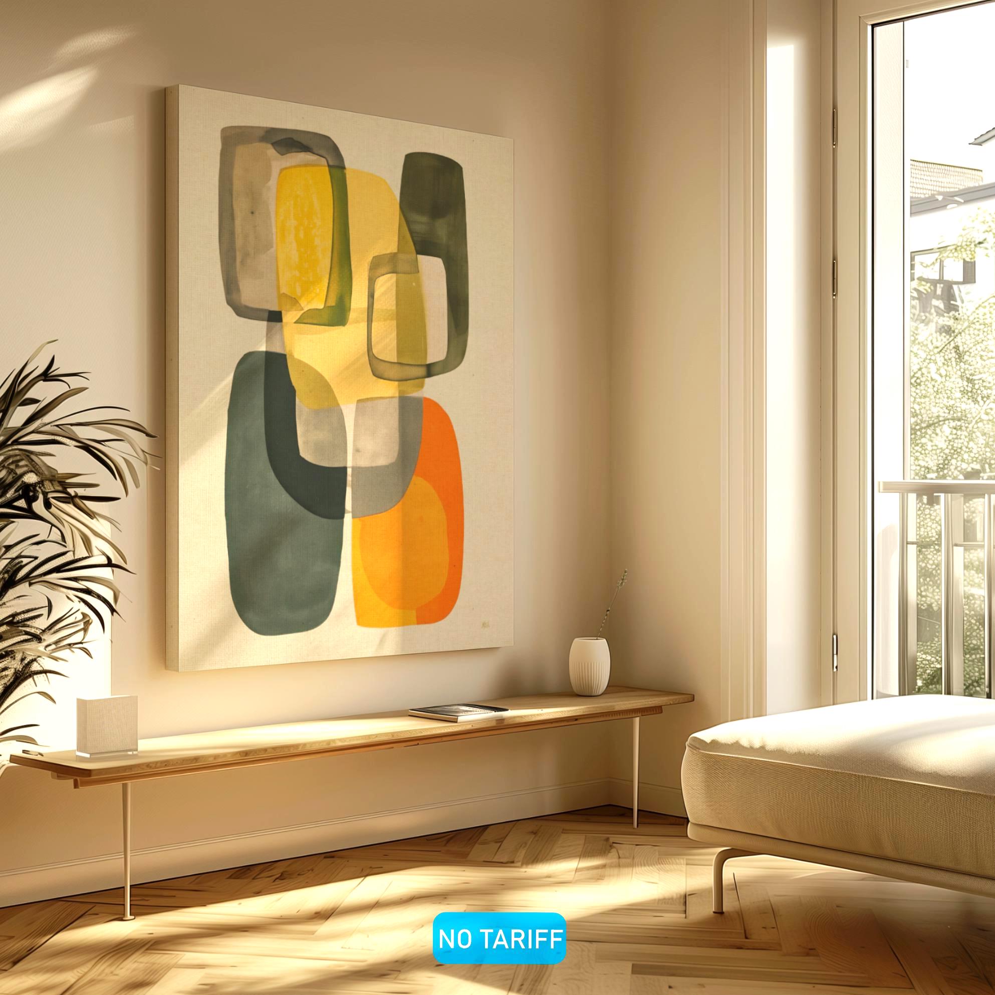 Mid Century Modern Abstract Wall Art Print, Organic Shapes in Earthy ...
