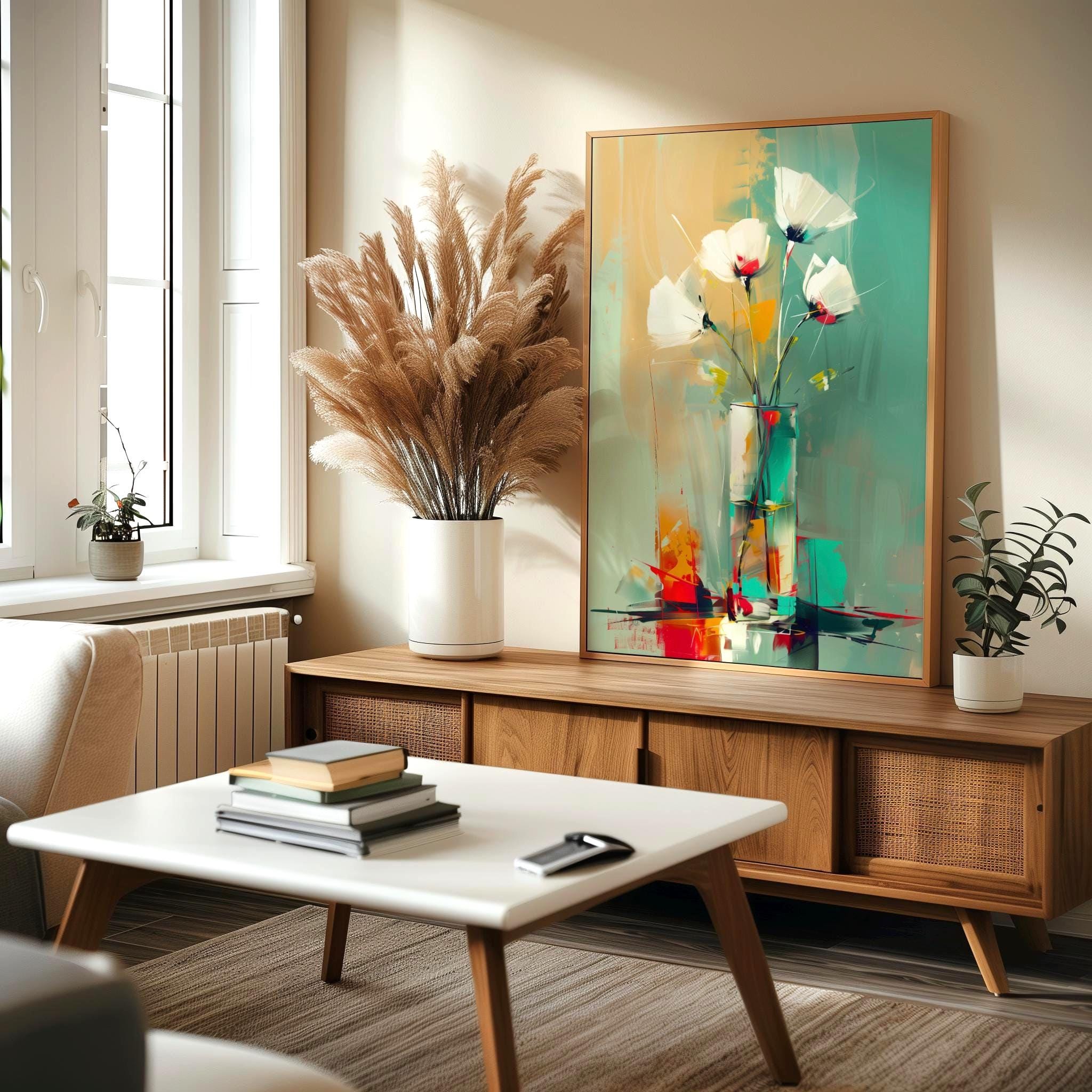 Modern Floral Abstract Wall Art Print Poppy Flower Painting, Elegant ...