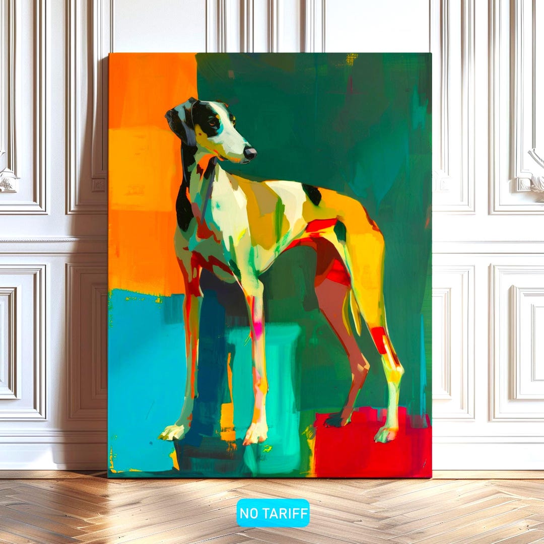 Abstract Wall Art Whippet Greyhound Dog Painting, Modern Minimalist ...
