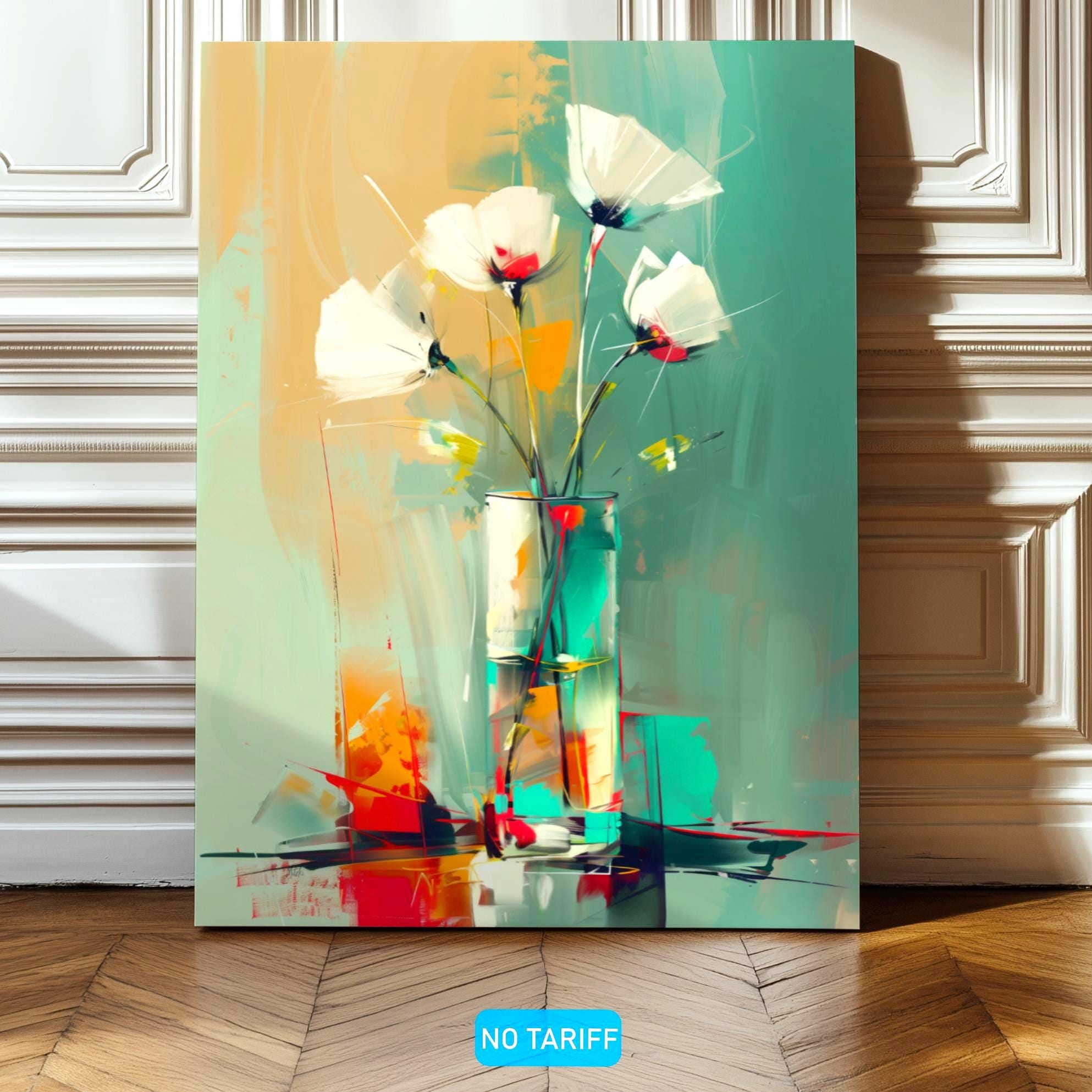 Modern Floral Abstract Wall Art Print Poppy Flower Painting, Elegant ...