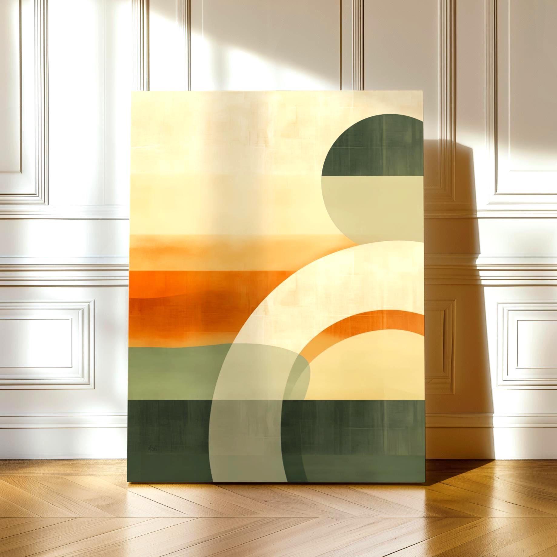 Japandi Abstract Wall Art, Minimalist Geometric Print Neutral Beige ...
