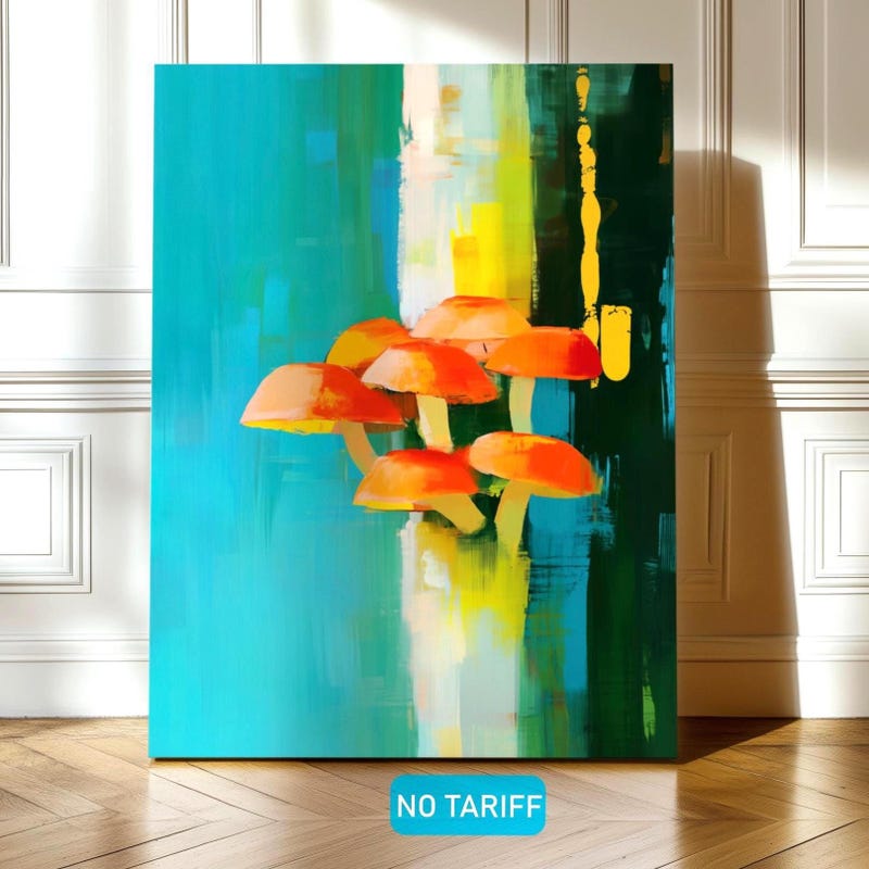 Mushroom Madness Art Print - Orange main image 1