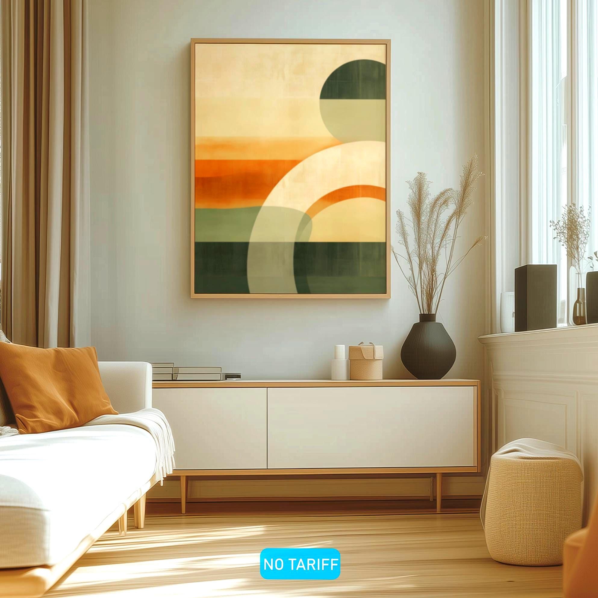 Japandi Abstract Wall Art, Minimalist Geometric Print Neutral Beige ...
