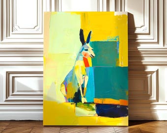 Abstract Kangaroo Wall Art Print - Canvas or Poster - Minimalist Colorful Mid-Century Modern Painting -For Livingroom, Office or Studio