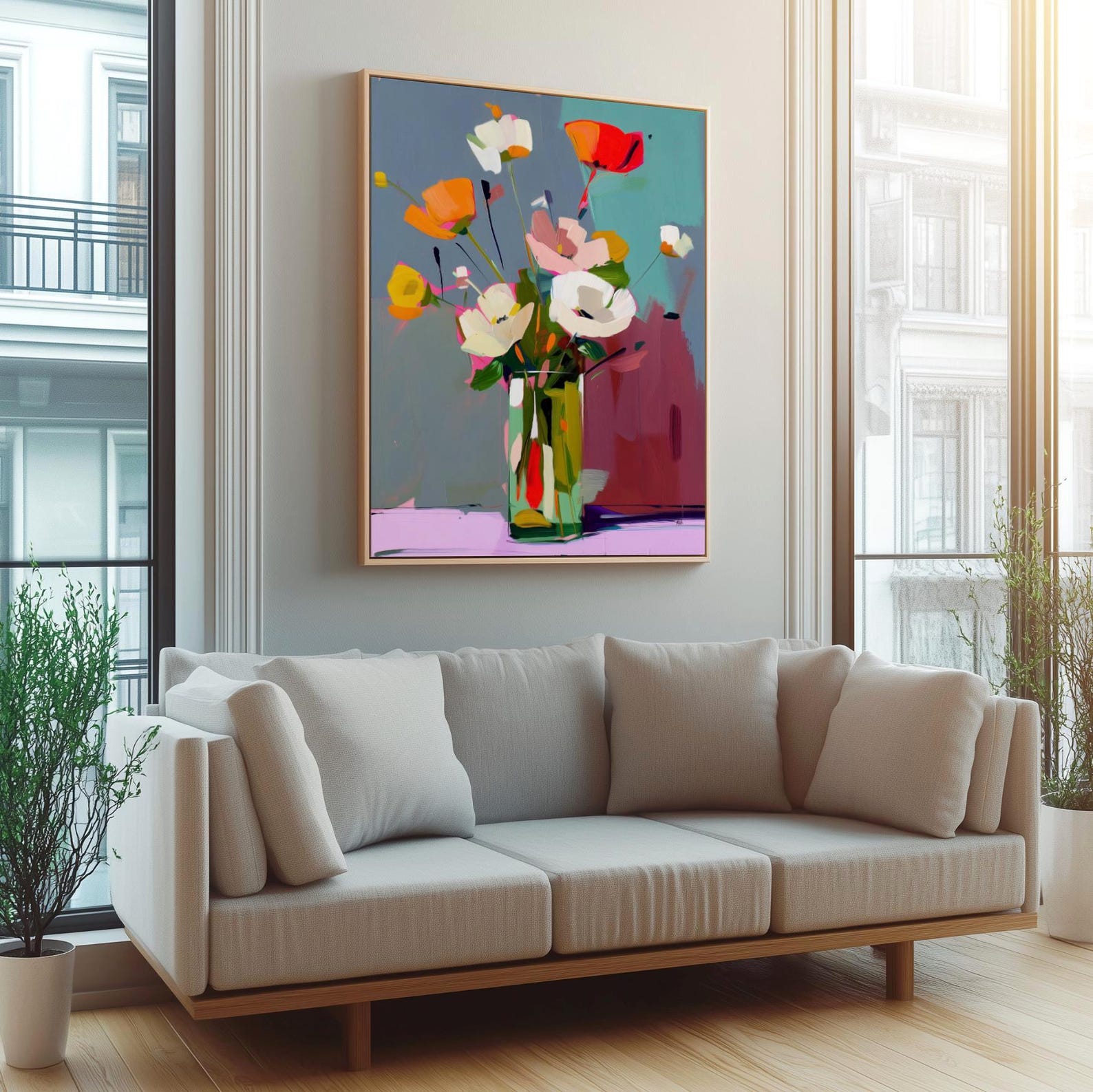 Modern Floral Abstract Wall Art Print - Colorful Flower Painting ...