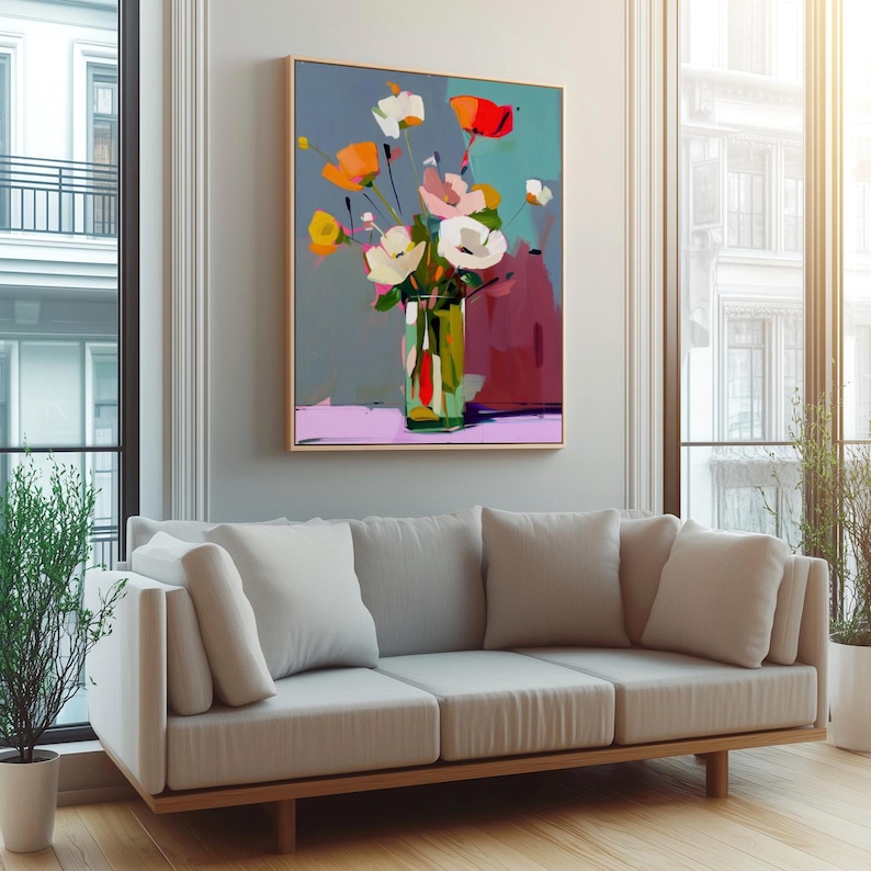 Modern Floral Abstract Wall Art Print - Colorful Flower Painting ...