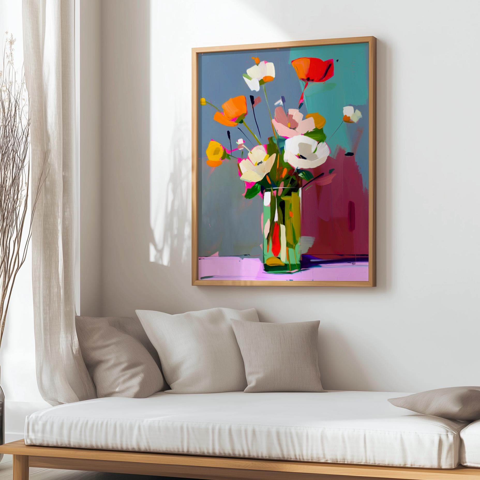 Modern Floral Abstract Wall Art Print - Colorful Flower Painting ...