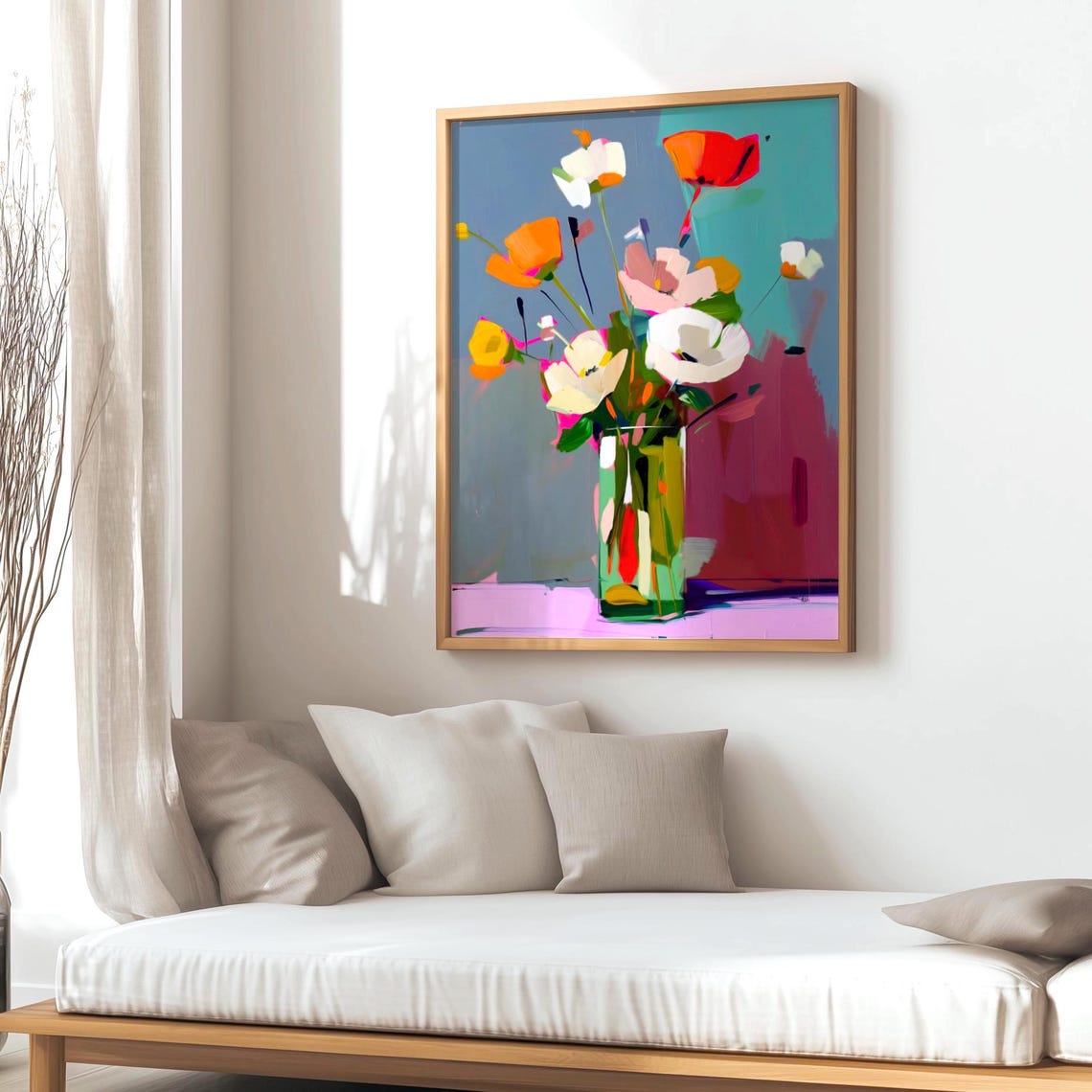 Modern Floral Abstract Wall Art Print - Colorful Flower Painting ...