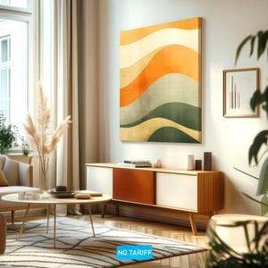 Modern Abstract Wall Art - Organic Waves in Earth Tones, Minimalist Landscape-Inspired Decor, Neutral Canvas Print for Living Room or Office