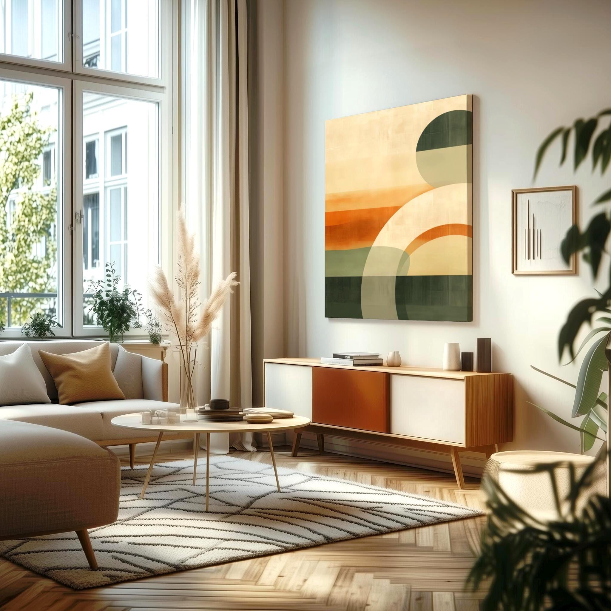 Japandi Abstract Wall Art, Minimalist Geometric Print Neutral Beige ...