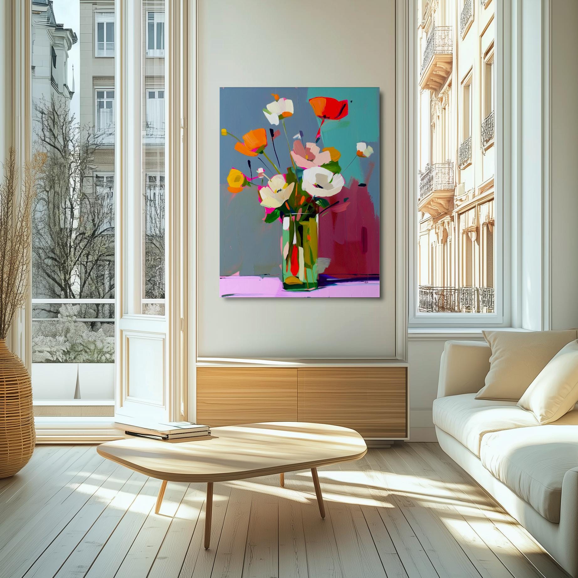 Modern Floral Abstract Wall Art Print - Colorful Flower Painting ...