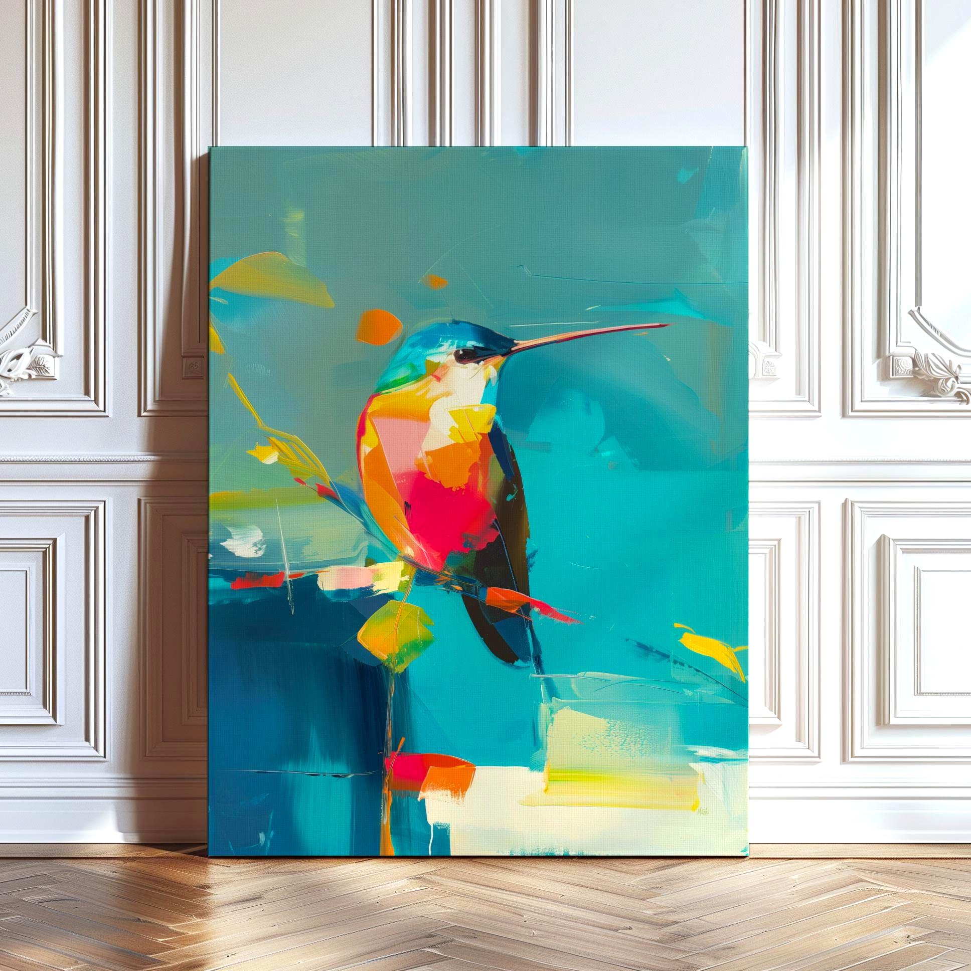 Colorful Hummingbird Canvas Wall Art | Modern Abstract Bird Print ...