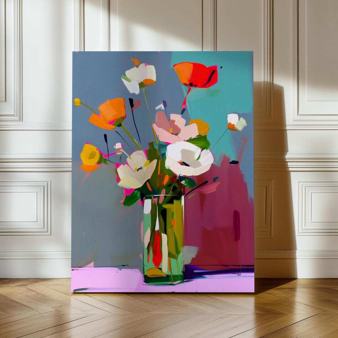 Modern Floral Abstract Wall Art Print - Colorful Flower Painting ...