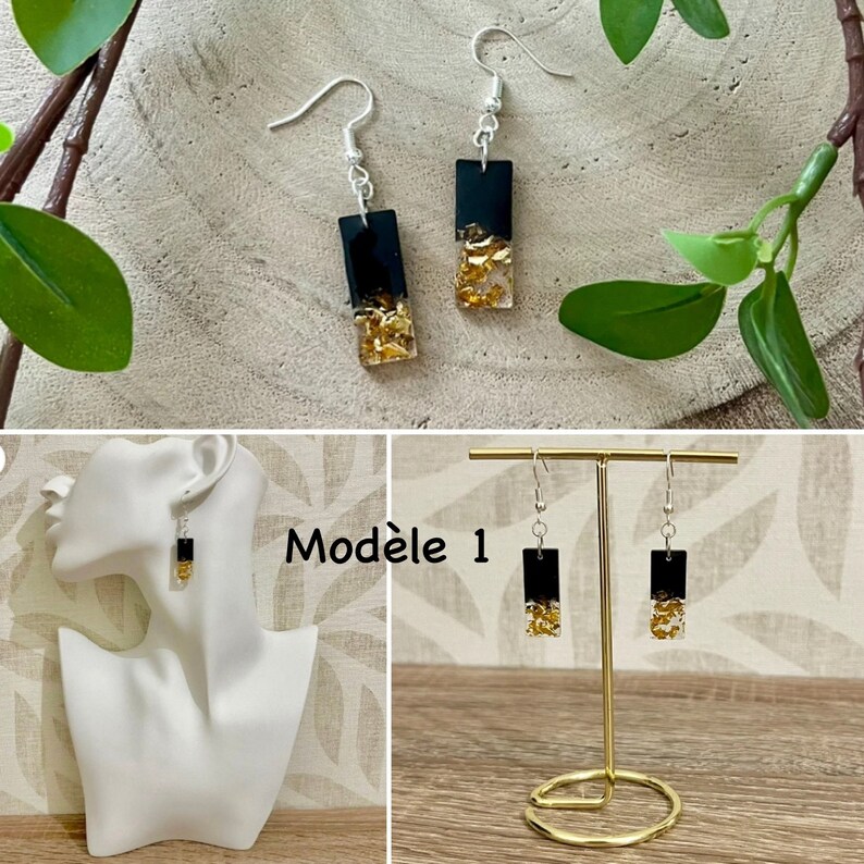 Boucles D'oreilles Vintage - Style Couture En Résine - Occasion Très Bon état
