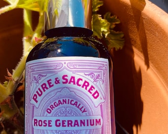 Organic Pure & Sacred™ Rose Geranium energy cleansing spray for Love and Trust