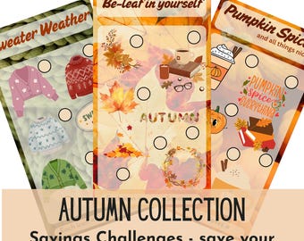 Autumn Savings Challenge – Laminated Cash Tracker, Reusable