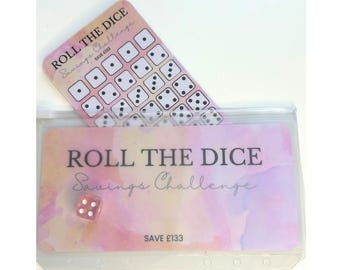 Gooi de dobbelsteen-uitdaging: gelamineerde spaaruitdaging | A6-map | Contant geldenvelop | Spaartracker | Contant geldvulling-aquarel | Bespaar 133