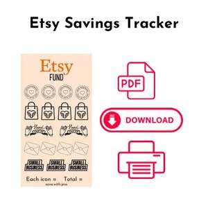 Etsy Savings challenge - DIGITAL DOWNLOAD - Printable Savings Tracker | A6 Binder | Cash Envelope | Cash Stuffing | freebie included