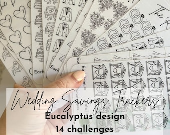 Eucalyptus Wedding Savings Challenge Tracker – Laminated Cash Stuffing
