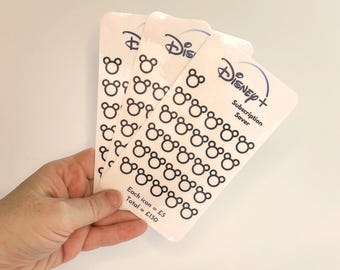 Disney Plus-spaartrackers: eenvoudig, strak ontwerp. Contant geld | Spaartracker | Bespaar op abonnementen | Teruglopende fondsen | A6-map