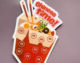 Chinese Takeaway Savings Tracker, Cash Stuffing A6 Binder Insert