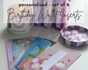 Insertos para billetera de cumpleaños - Presupuesto personalizado (juego de 6)