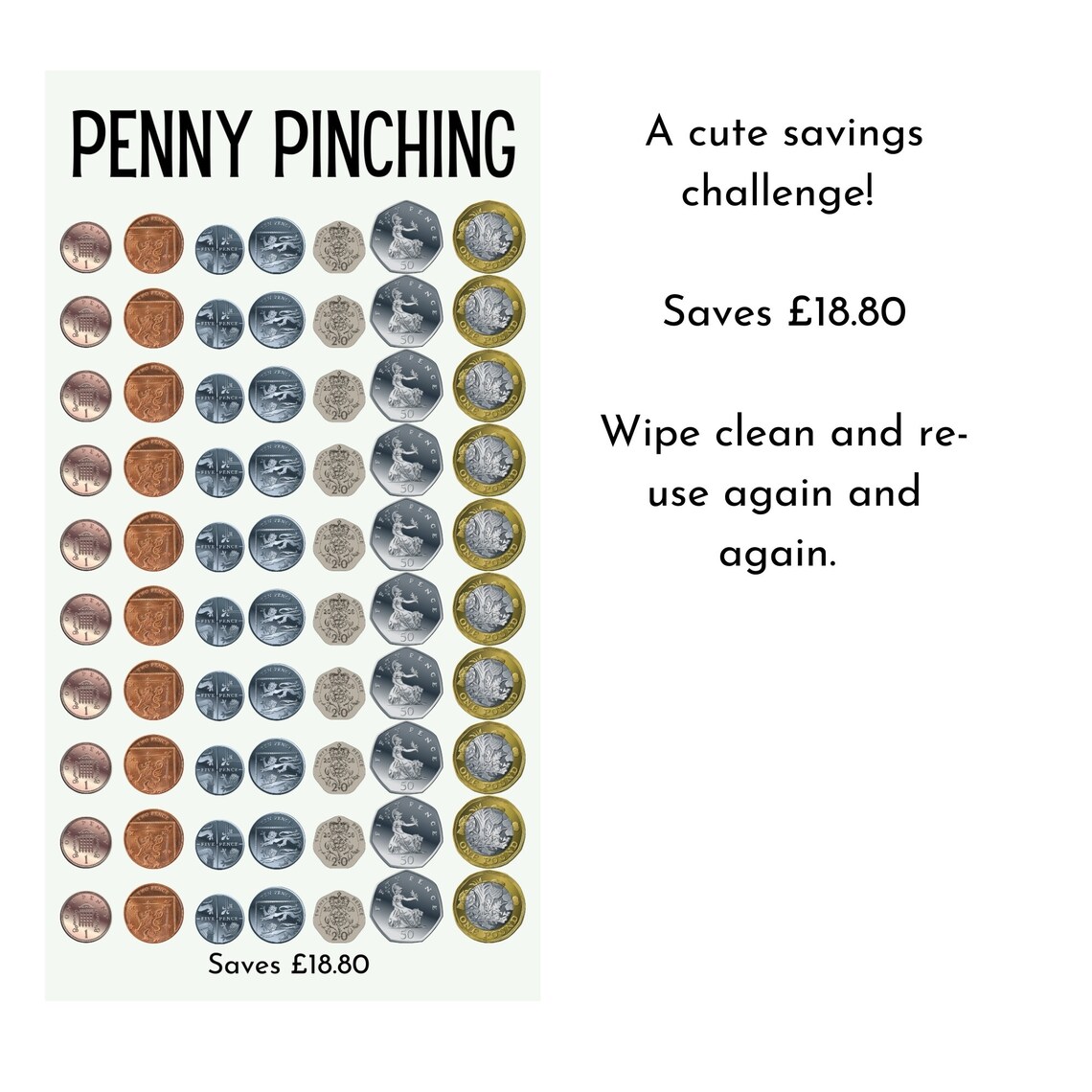 Penny Pinching Savings Challenge Laminated A6 Tracker Etsy
