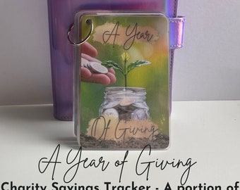 Besparingsuitdaging voor goede doelen: boekje van 12 maanden, tracker voor geldenvelop