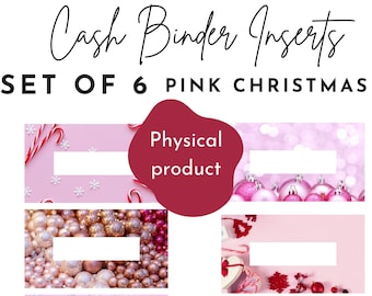 Pink Christmas Cash Envelope Inserts – A6/A7 Binder, Set of 6