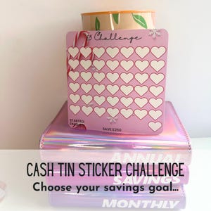 CASH TIN STICKERS | Savings challenge stickers | Choose your savings amount | Low Budget  | cash stuffing | Christmas design | Sinking Funds