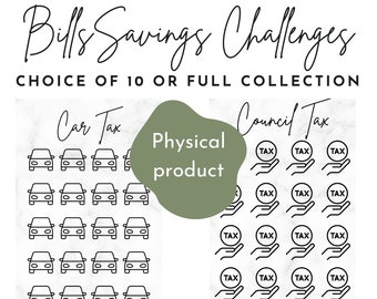 Marble Household Bills Savings Trackers - Laminated Cash Stuffing