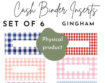 Gingham Cash Wallet Inserts - A6/A7 Binder, Set of 6