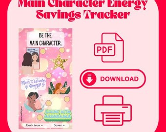 Hoofdpersonage energiebesparingstracker – afdrukbare geldvulling (digitale download)