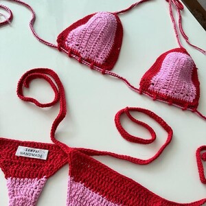 Ensemble Bikini String Au Crochet Redrose image 1