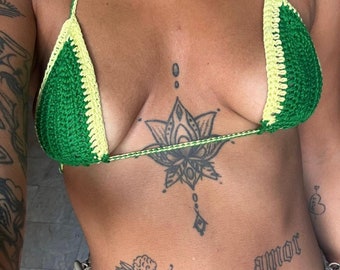 Bikini Set Crochet Tanga Greenyellow