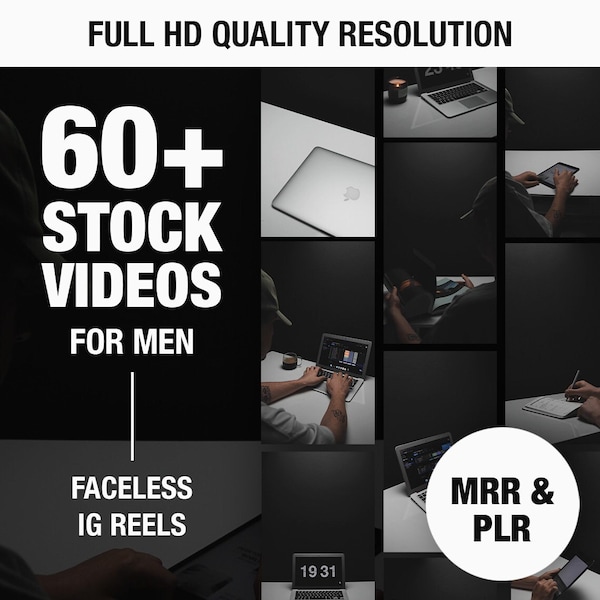 Plus de 60 vidéos esthétiques sombres sans visage pour hommes - Rouleaux et TikToks - Droits de revente - MRR/DPR - Contenu pour réseaux sociaux - Vidéos de tendance