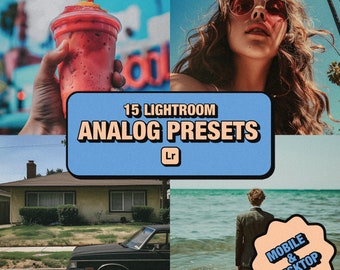 15 Retro 90's Analog Lightroom Presets - Desktop & Mobile - Realistic Analog Presets - Vintage Aesthetic - Kodak, Fuji, Old School Presets