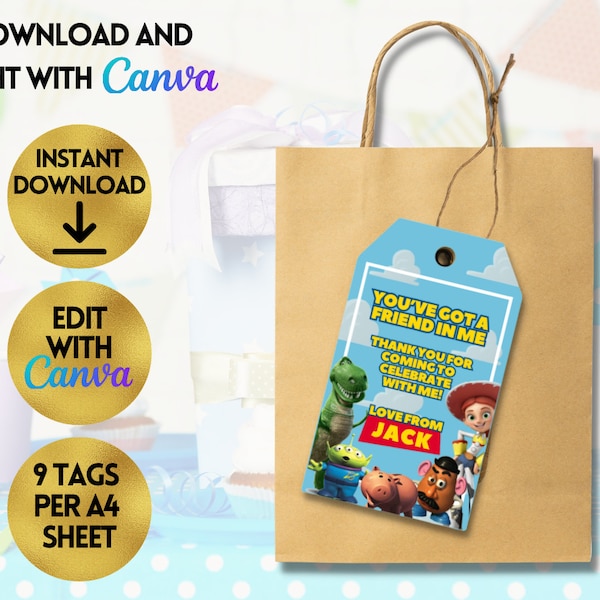 Toy Story Favour/Goody Bag Birthday Tags