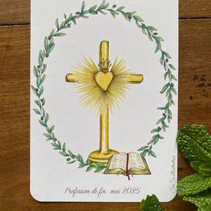 Signet de profession de foi : Croix couronne d'olivier