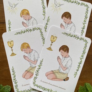Signet de première communion ou confirmation : Garçon à genoux