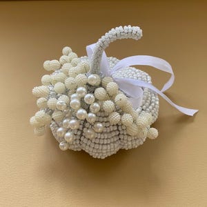 Pumpkin,pumpkin decor, artificial pumpkin, beaded pumpkin, pumpkin with pearls, white pumpkin,handmade pumpkin.Fall decor.Housewarming gift